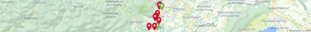 Kartenansicht für Apotheken-Notdienste in der Nähe von Bad Vöslau (Baden, Niederösterreich)